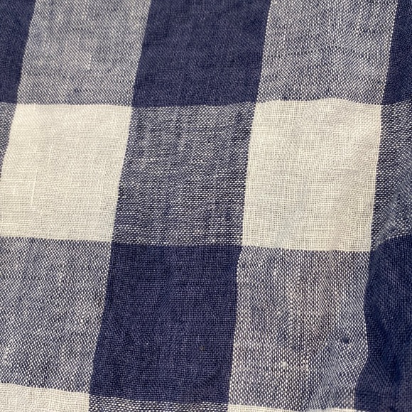 L.L. Bean Split Neck Linen Tunic Long Sleeve Plaid Top - Picture 4 of 10